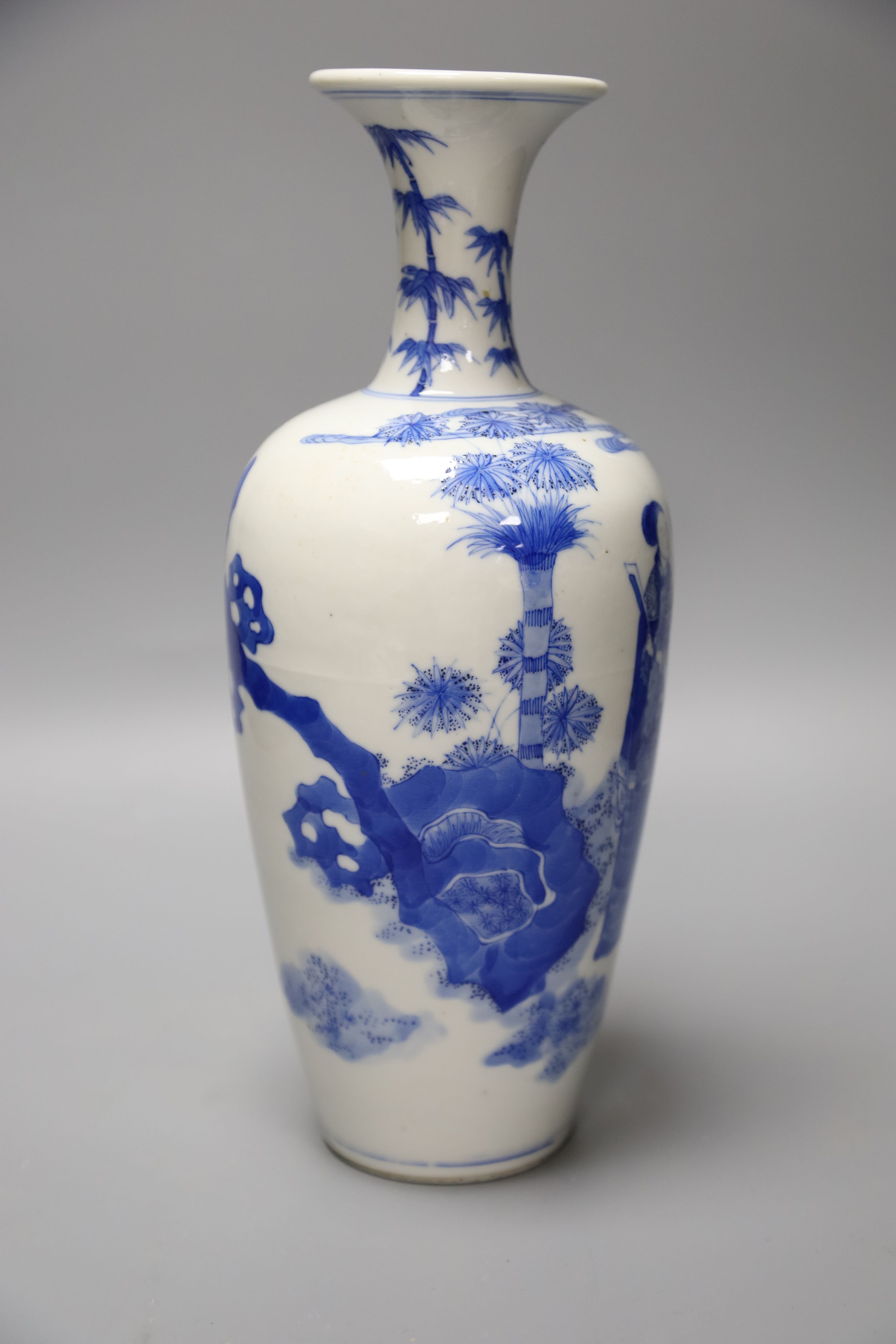 A Chinese Republic period blue and white bottle vase, height 29cm